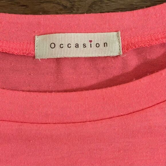 Occasion Queen Short Sleeve Tshirt Bright Coral Pink Size Large - Picture 2 of 7